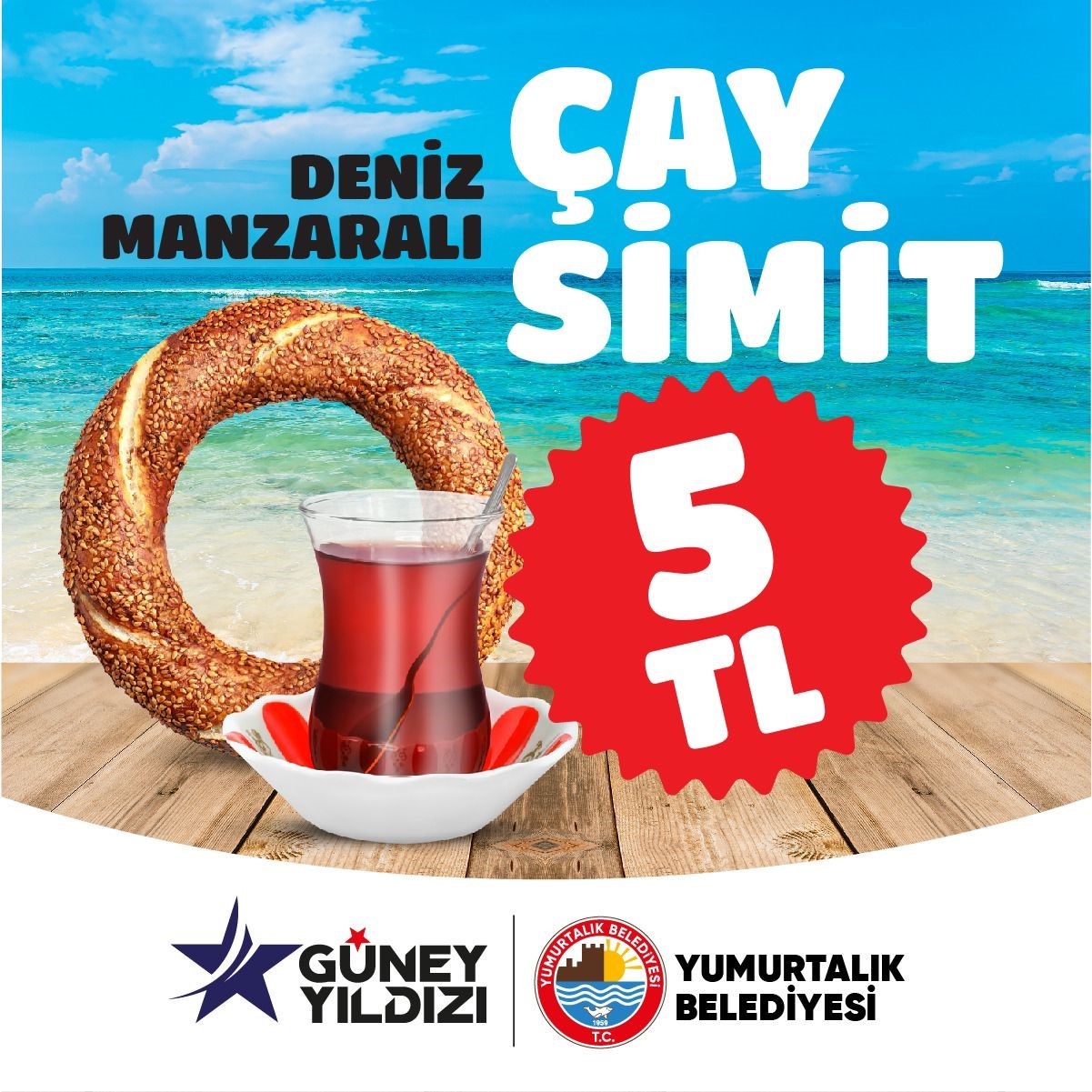 Yumurtalık sahillerinde herkes yesin içsin diye çay-simit 5 TL