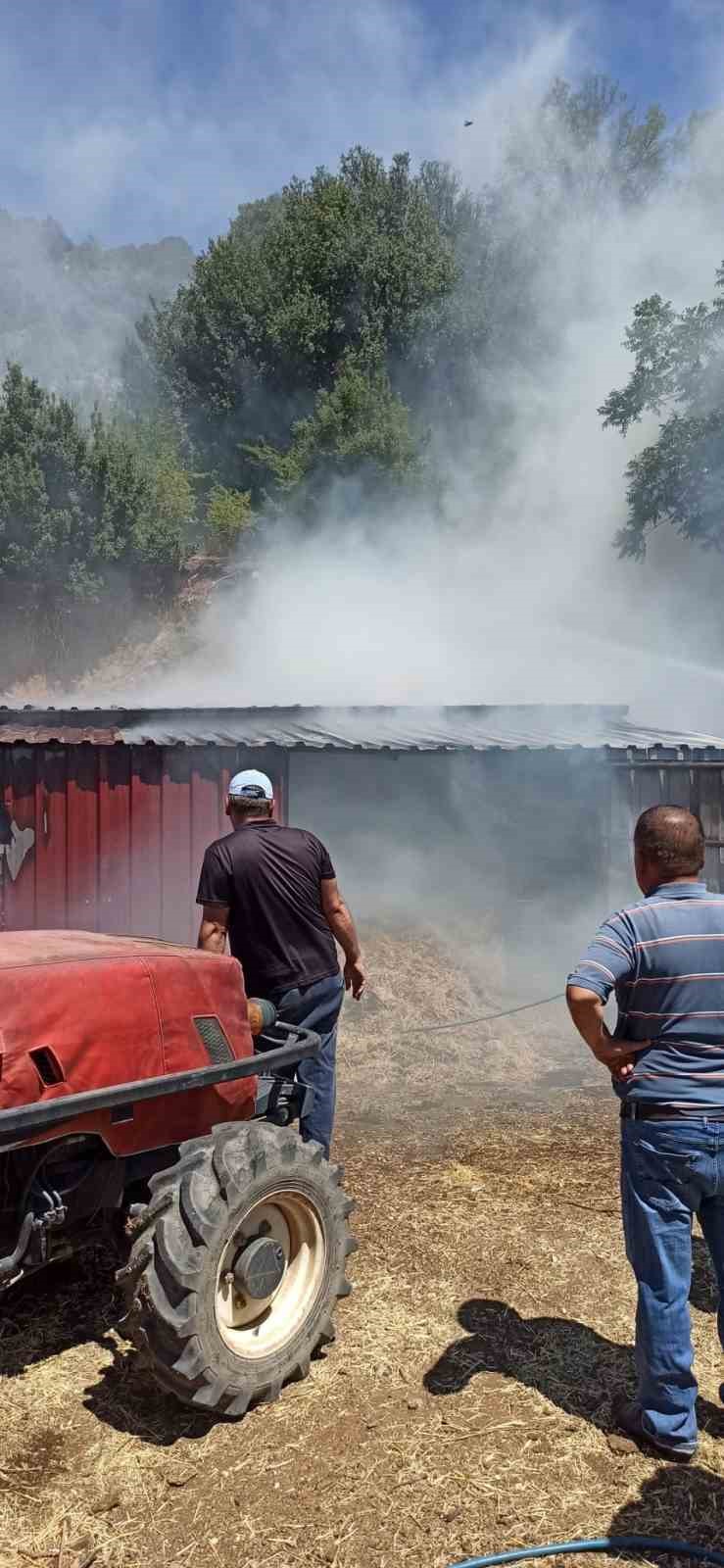 Elektrik arızası sonucu çıkan yangında samanlık kül oldu
