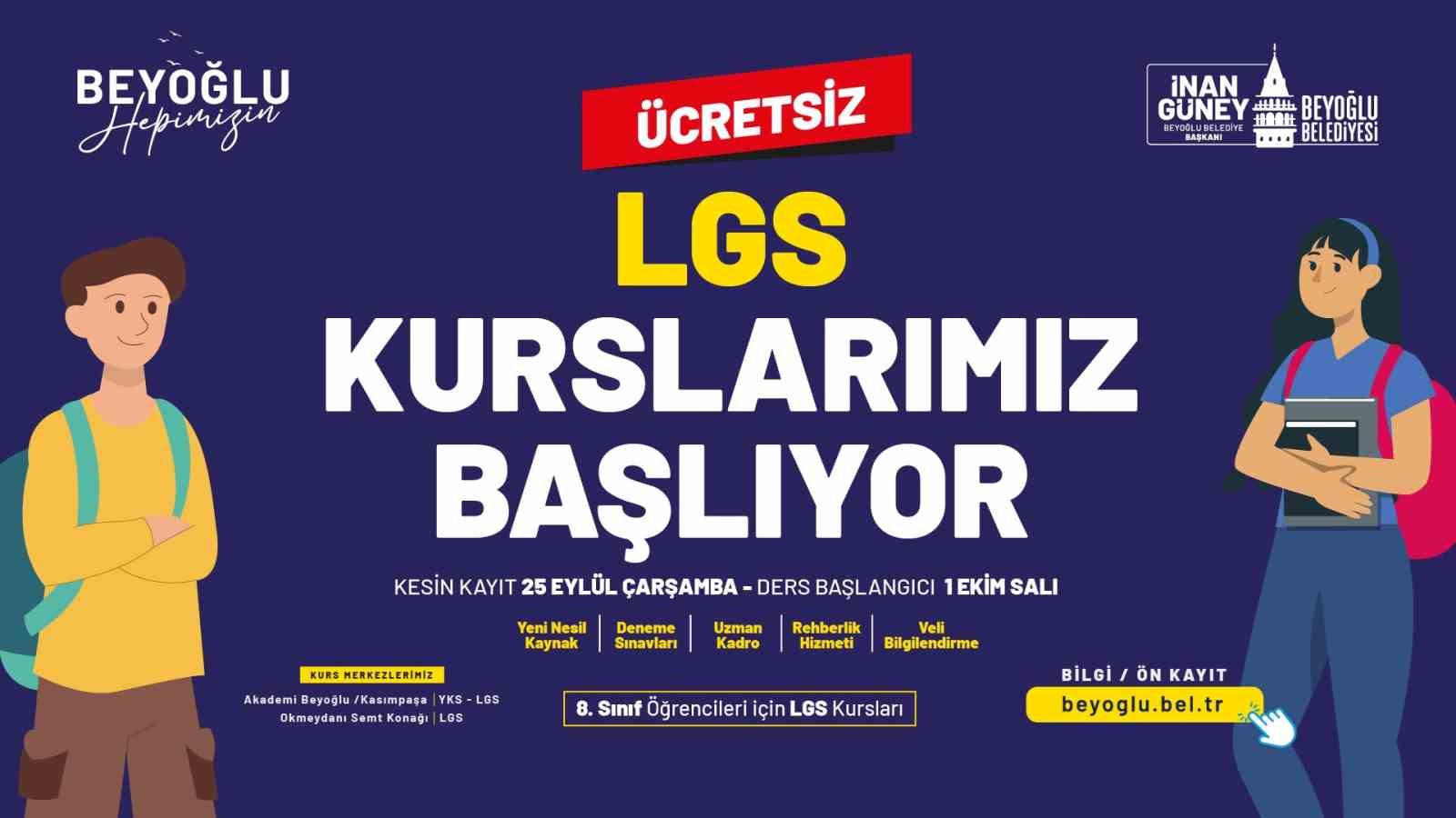 Beyoğlu Belediyesi&rsquo;nden &ouml;ğrencilere &uuml;cretsiz YKS ve LGS kursu m&uuml;jdesi
