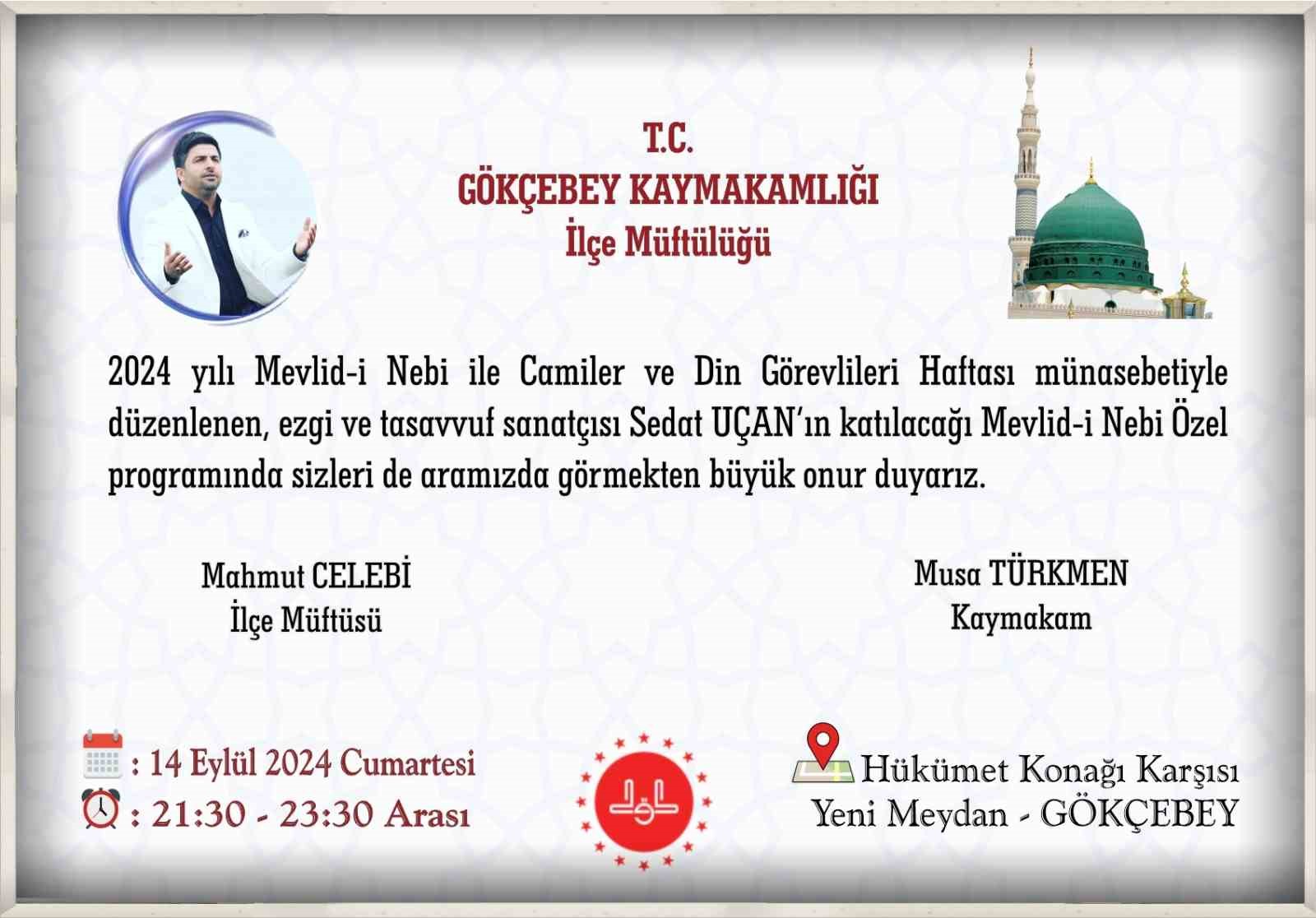 Gökçebey’de Mevlid-i Nebi programı düzenlenecek