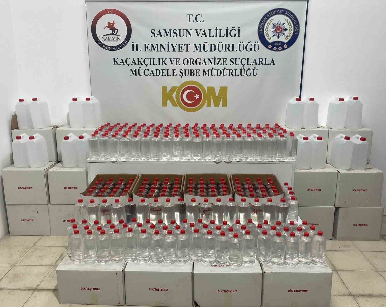 Samsun’da kaçak içki yapımında kullanılan 1 ton etil alkol ele geçirildi