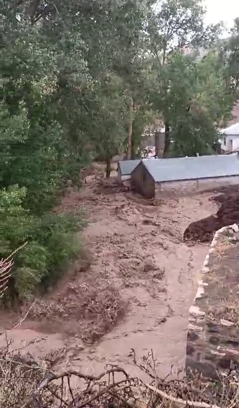 Karayazı’da sağanak yağış sele dönüştü