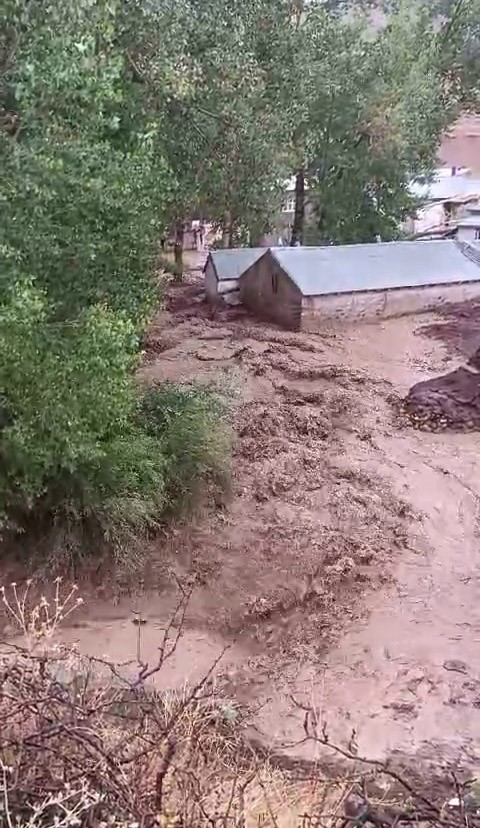 Karayazı’da sağanak yağış sele dönüştü
