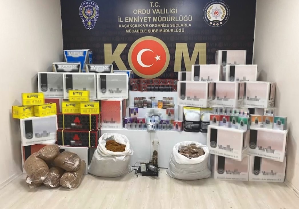 Ordu’da piyasa değeri 15 milyon TL olan kaçak tütün ve mamulleri ele geçirildi
