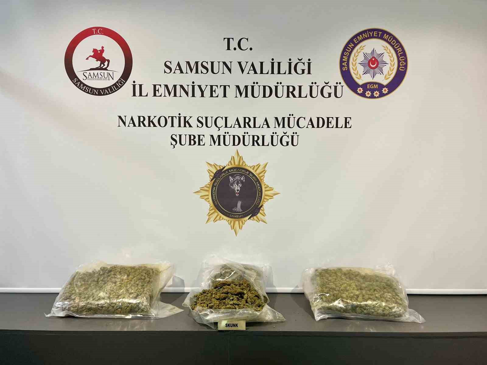 Samsun’da 2 kilo 160 gram skunk ve 352 gram metamfetamin ele geçirildi