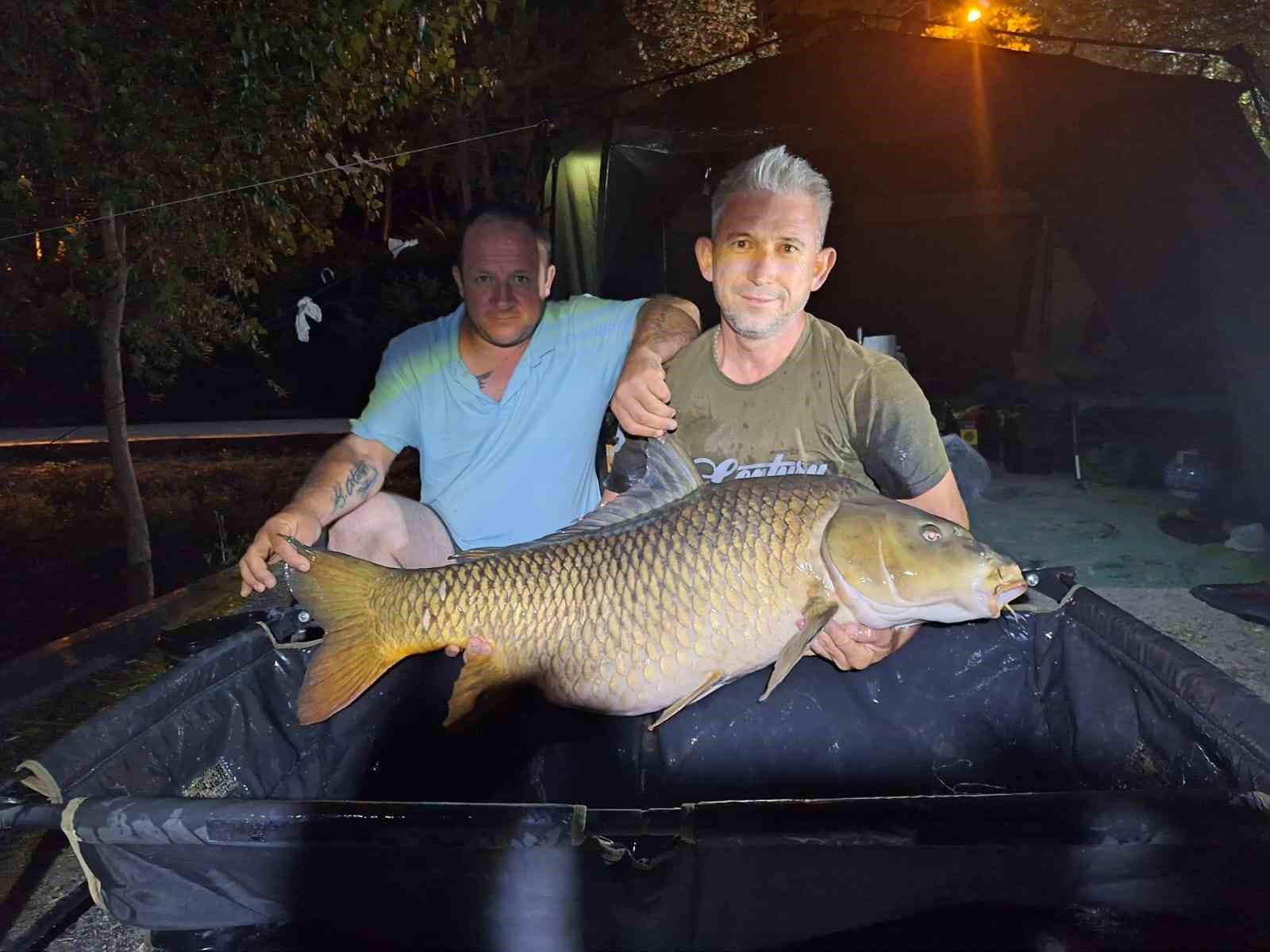 Bilecik’te 28 kiloluk dev pullu sazan görenleri hayrete düşürdü 