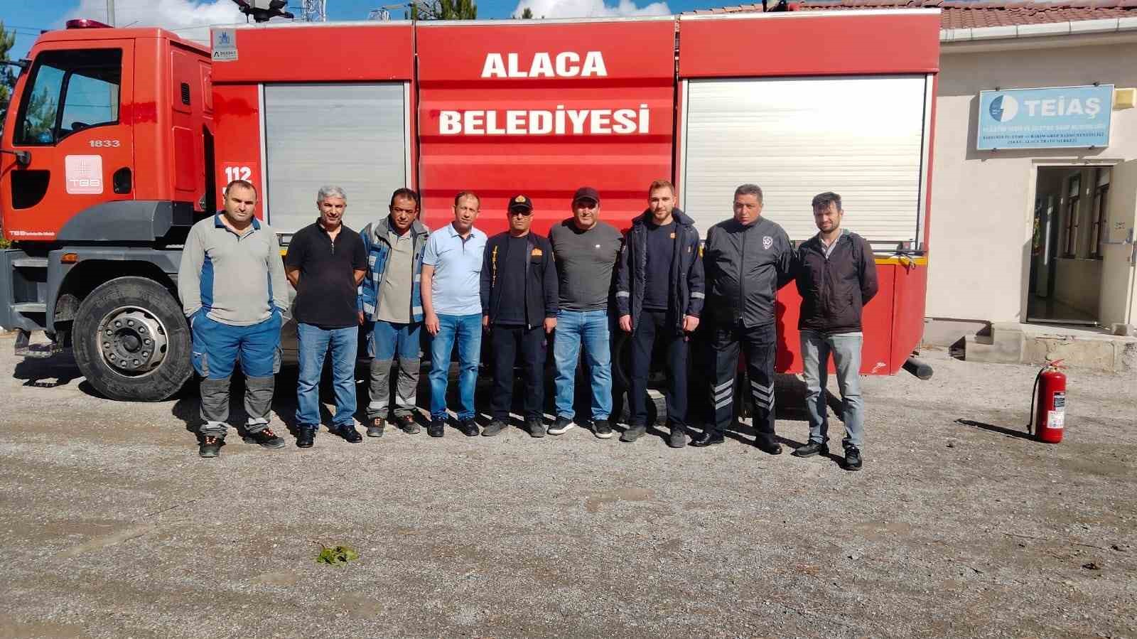 Alaca itfaiyesinden önce eğitim sonra tatbikat