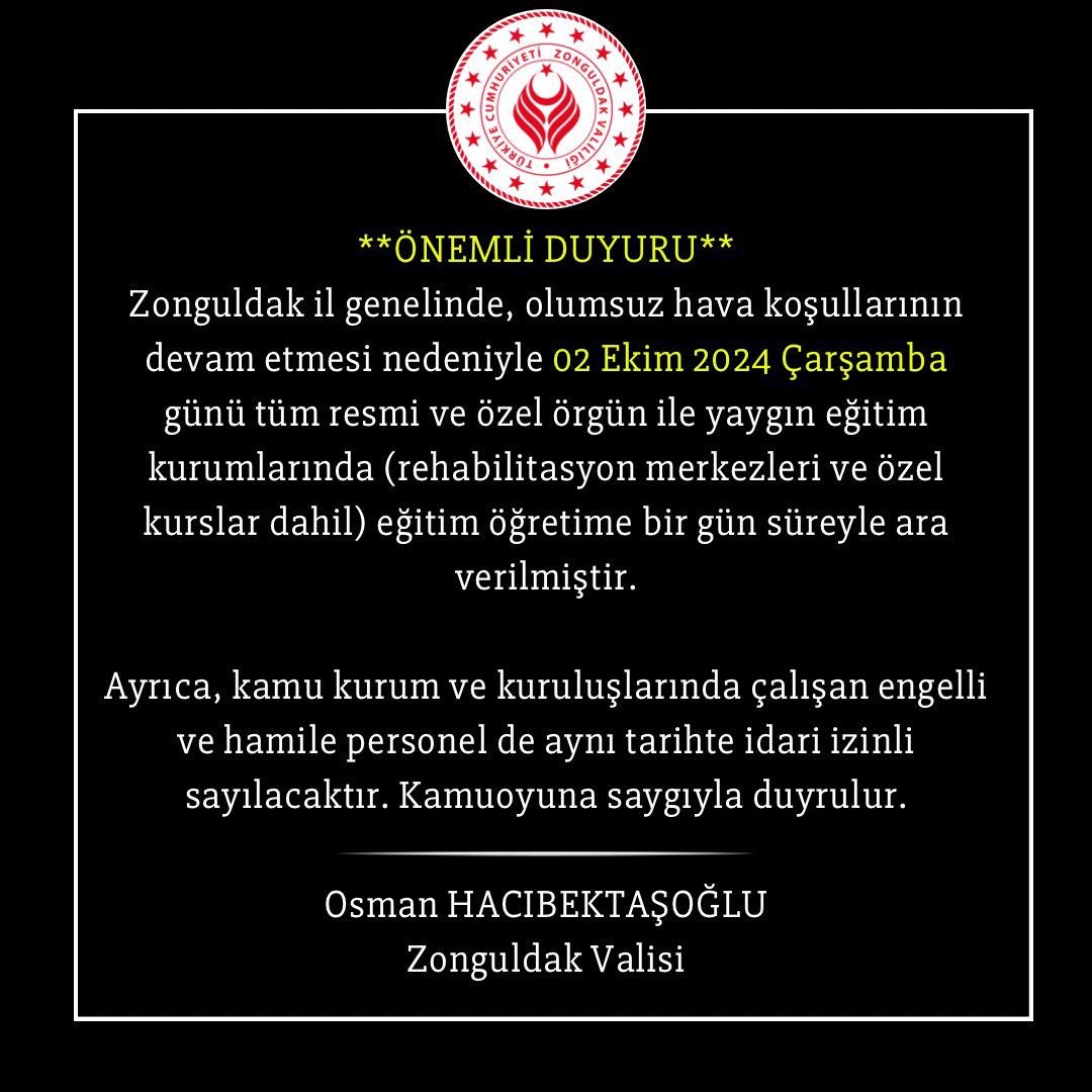 Zonguldak’ta eğitime olumsuz hava engeli