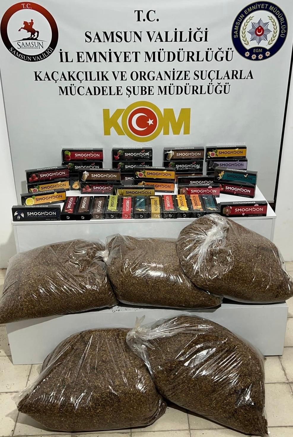 Samsun’da 410 paket gümrük kaçağı nargile tütünü ele geçirildi