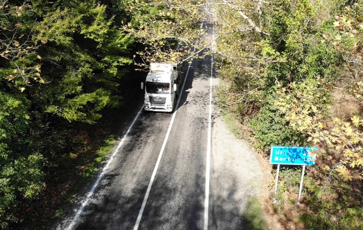 Ağa&ccedil; t&uuml;nelli yollarda sonbahar c&uuml;mb&uuml;ş&uuml;
