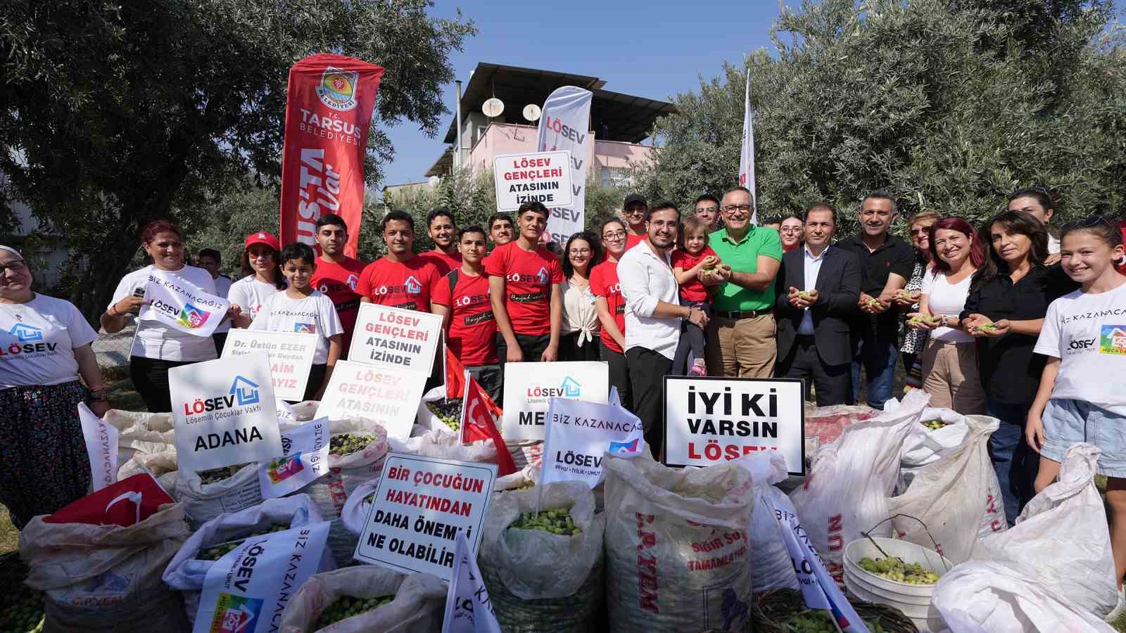 Tarsus’ta lösemili çocuklar için zeytin hasadı yapıldı