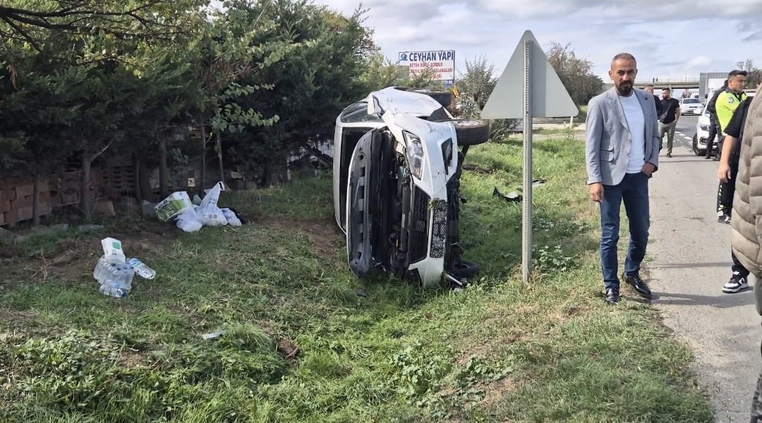 Silivri’de otomobilin takla attığı kaza kamerada
