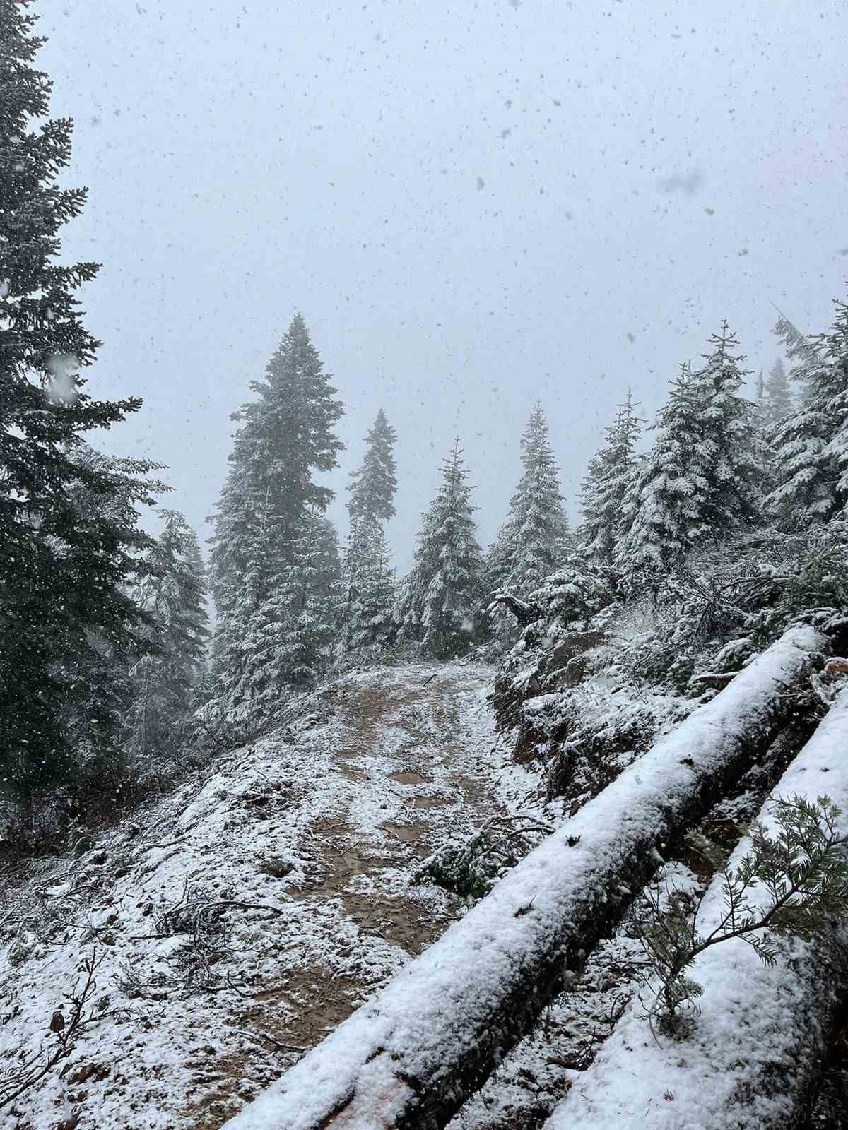 Kastamonu’nun yüksek kesimlerinde kar yağışı etkili olmaya başladı