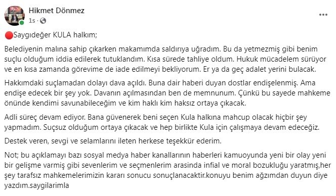 Hakkında hapis cezası istenilen Başkan Dönmez: "Yargıya güveniyoruz"
