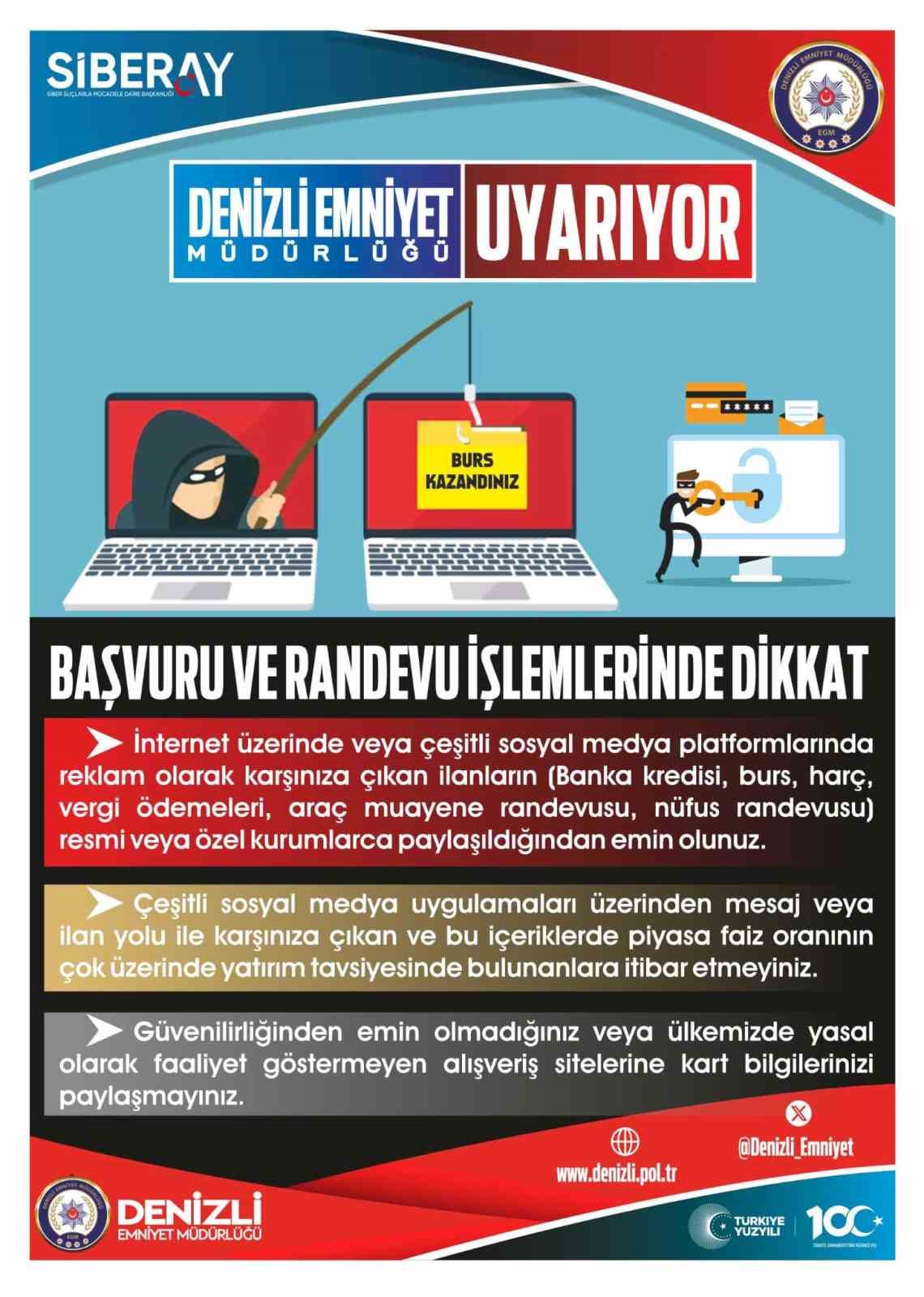Denizli Emniyet M&uuml;d&uuml;rl&uuml;ğ&uuml;nden dolandırıcılık uyarısı
