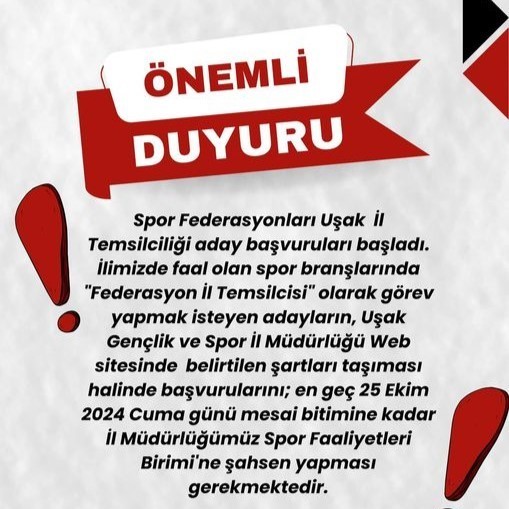 Uşak’ta Federasyon İl Temsilciliği başvuruları başladı
