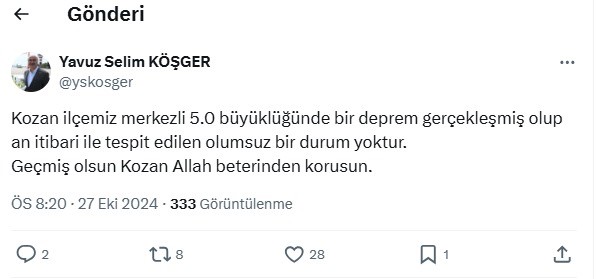 Adana Valisi Köşger: &quot;Olumsuz bir durum yok&quot;