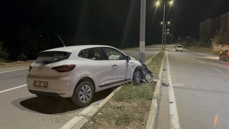 Elazığ’da otomobil aydınlatma direğine çarptı: 1 yaralı