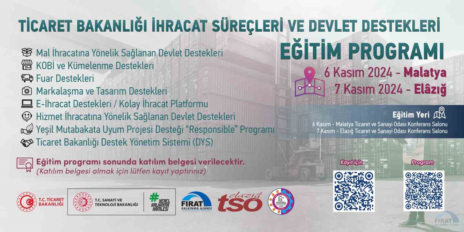 Ticaret Bakanlığı ihracat süreçleri ve devlet destekleri eğitim programı başlıyor