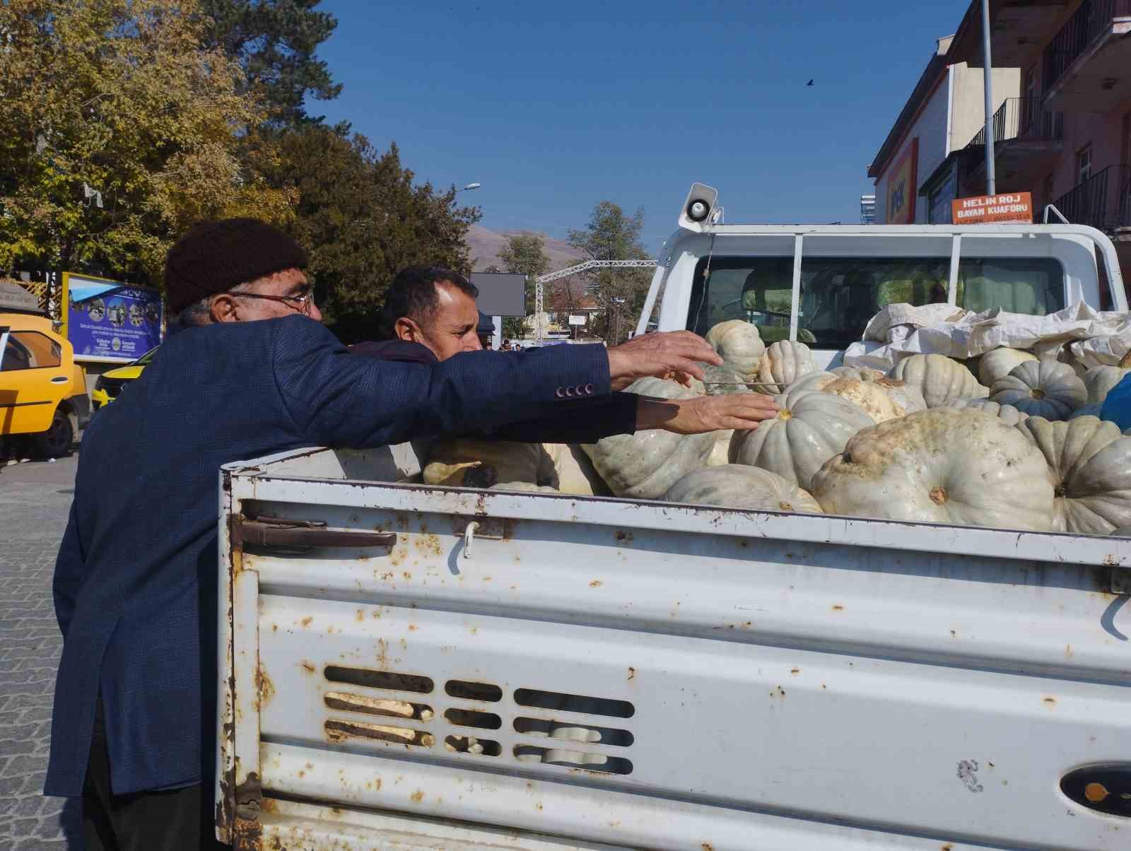 Muş merkezde yetiştirdiği kabakları Varto’da satıyor
