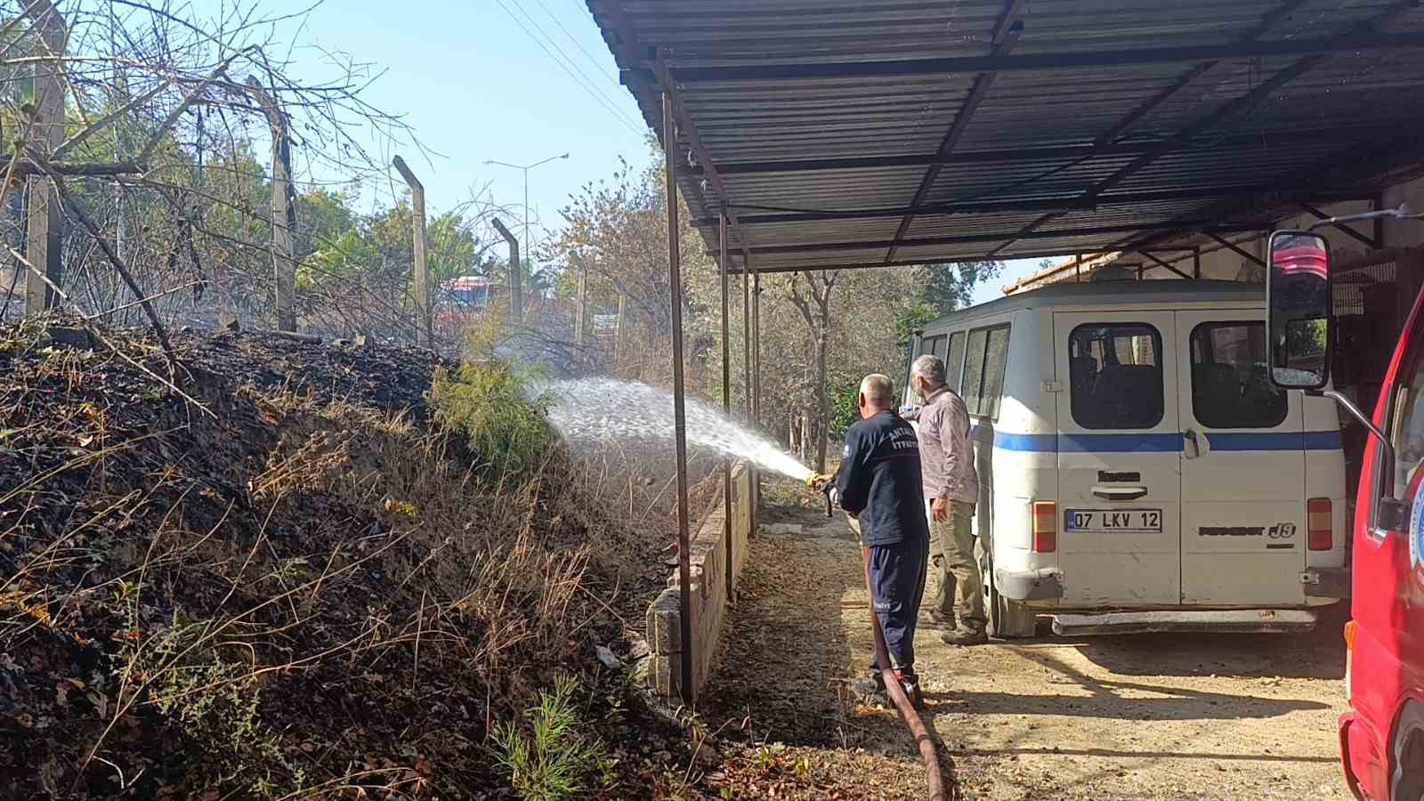 Ağaç ve çalılık yangınında kirpi telef oldu, kamyonet zarar gördü