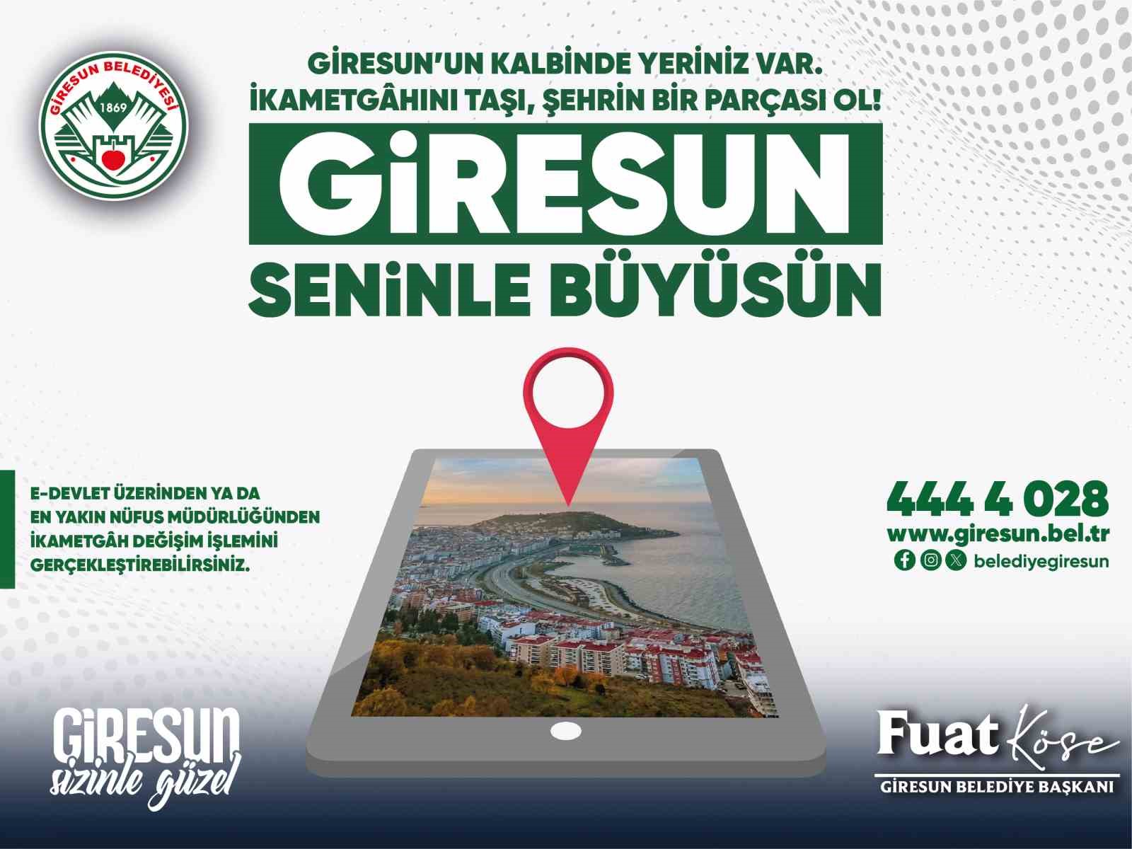 Başkan Köse’den Giresunlulara çağrı: “İkametgahınızı şehir merkezine taşıyın”