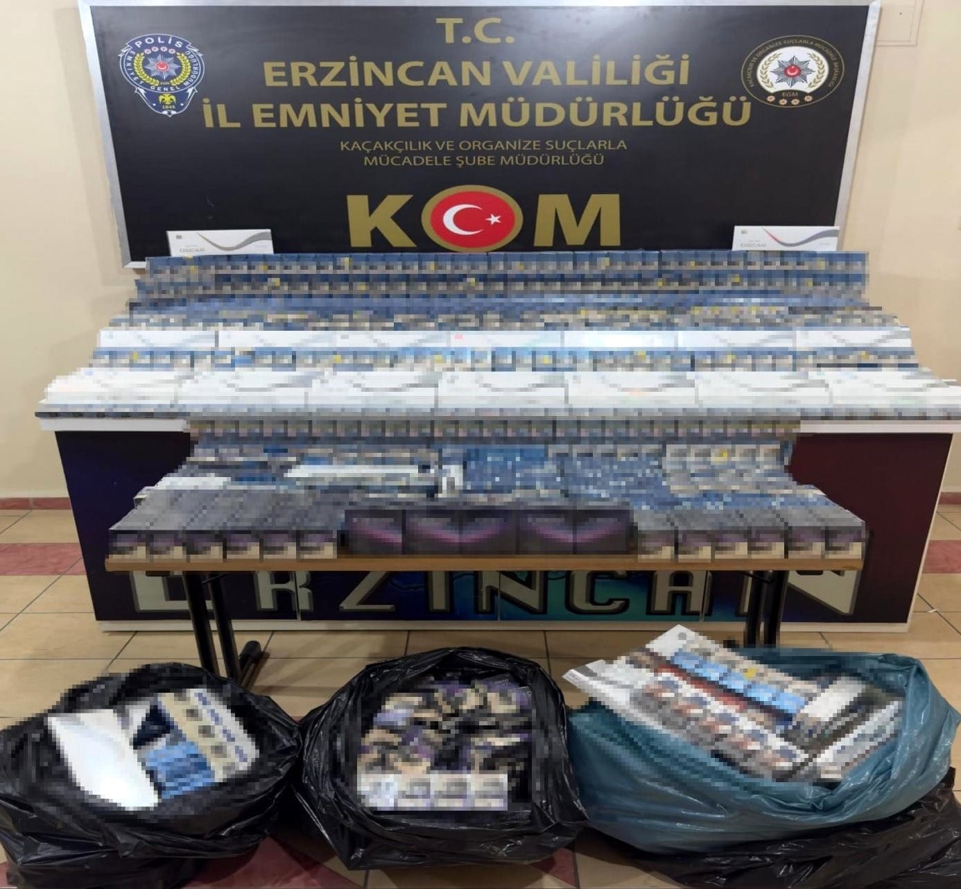 Erzincan’da 3873 paket kaçak sigara ele geçirildi