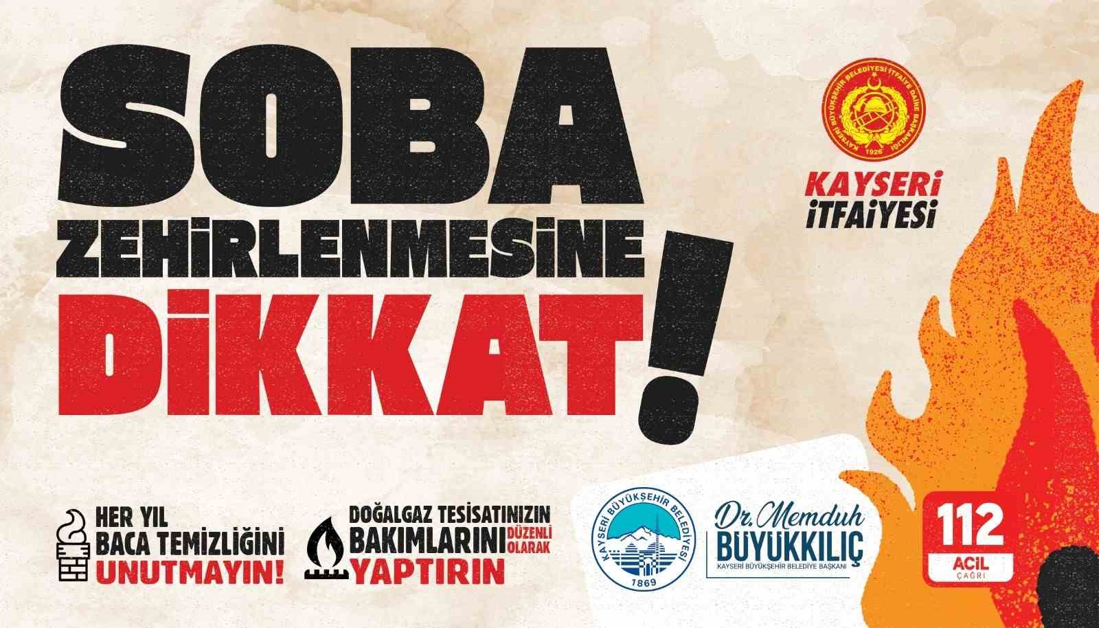 Kayseri itfaiyesinden soba zehirlenmelerine karşı uyarı