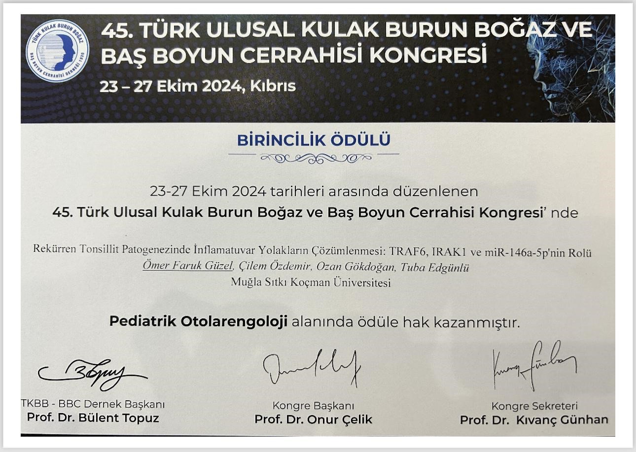 MEAH’ta ulusal kongrede sözel bildiri birincilik ödülü
