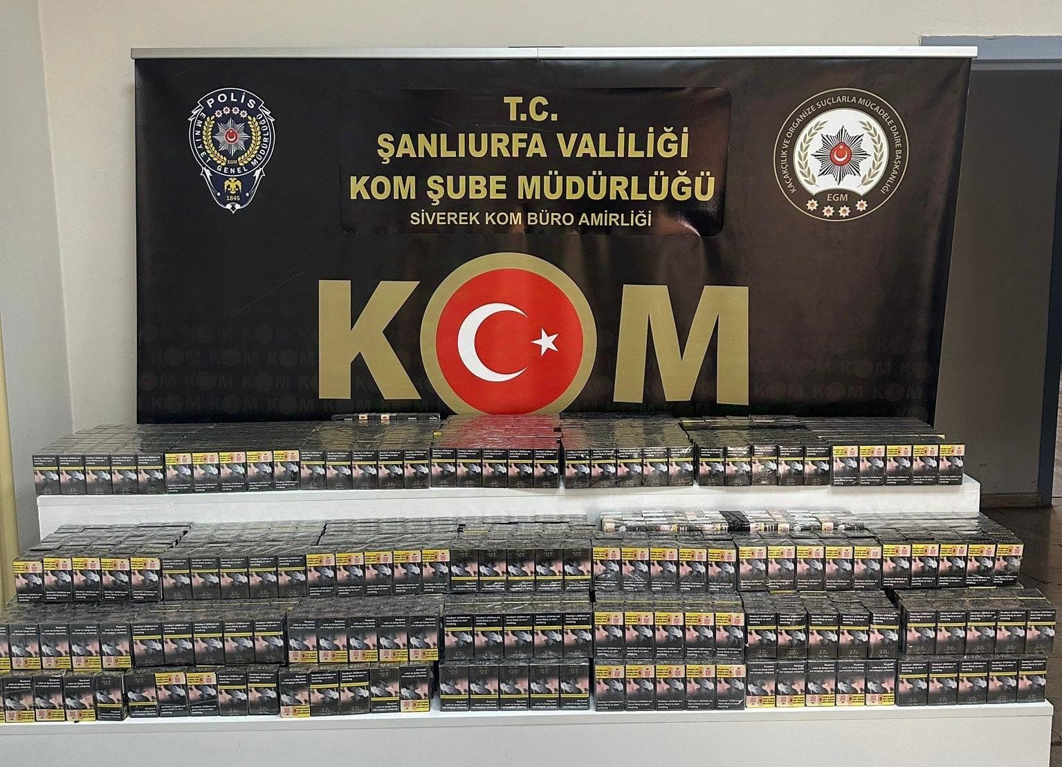 Şanlıurfa’da 8 bin paket kaçak sigara ele geçirildi