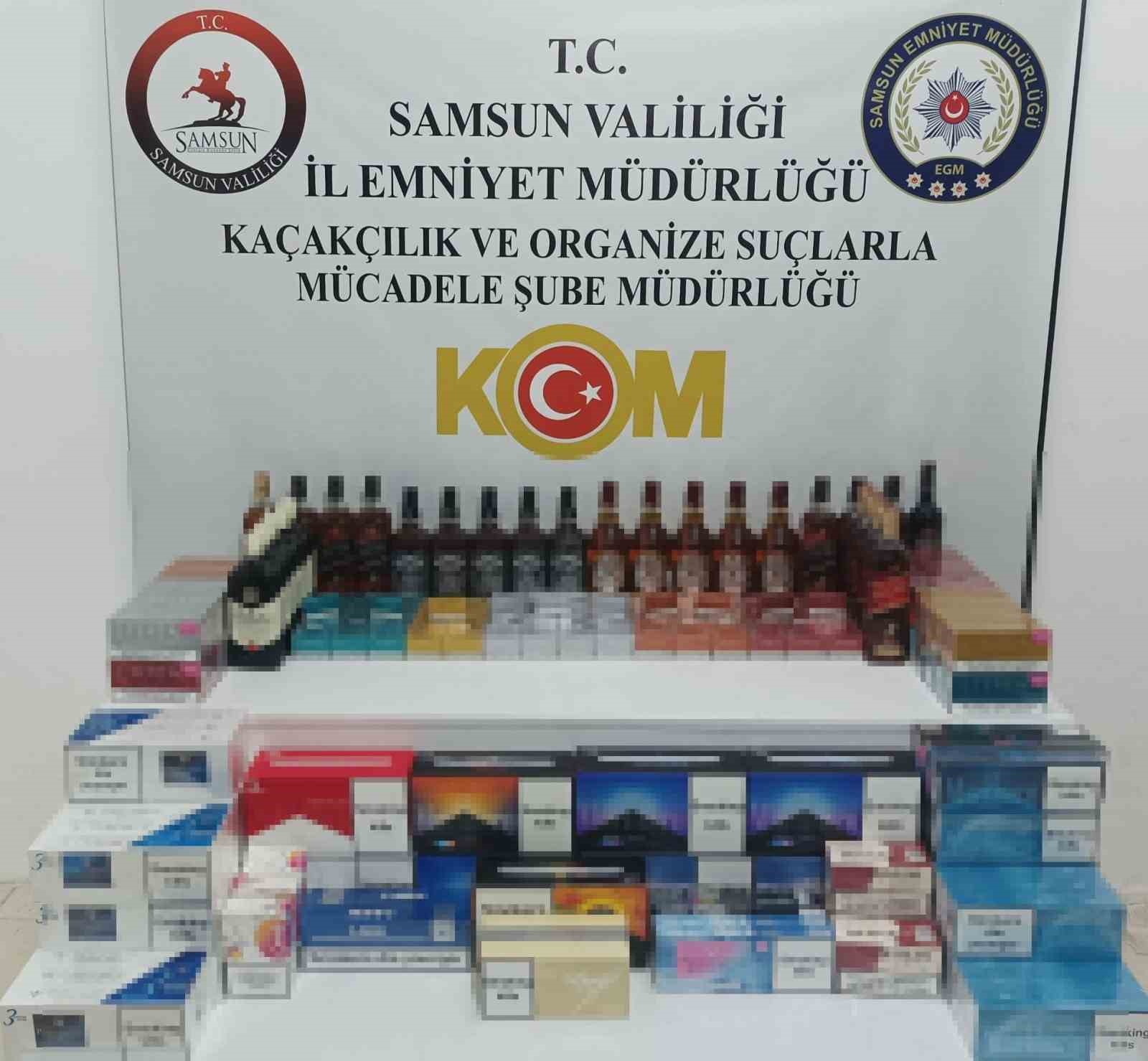 Samsun’da kaçak içki ve sigara ele geçirildi