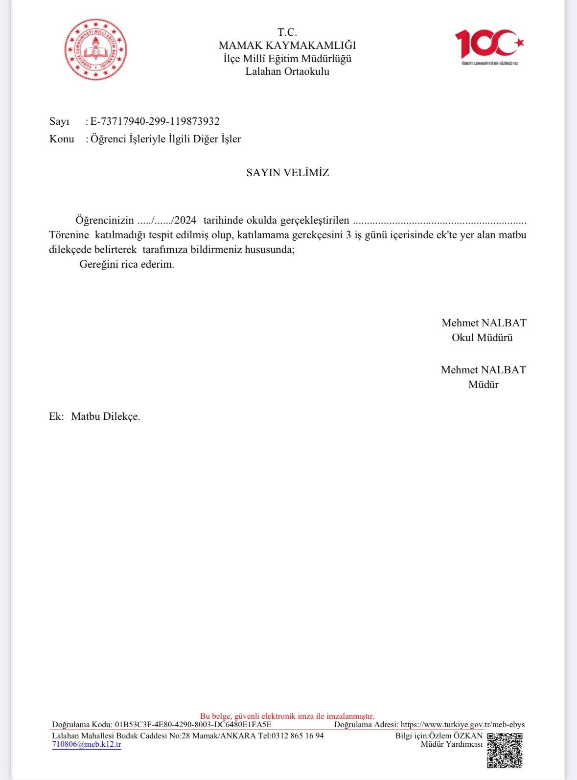 10 Kasım törenine katılmayan öğrencinin velisi: “Dersten çıkarılarak gruplar halinde idareye alınmışlar”
