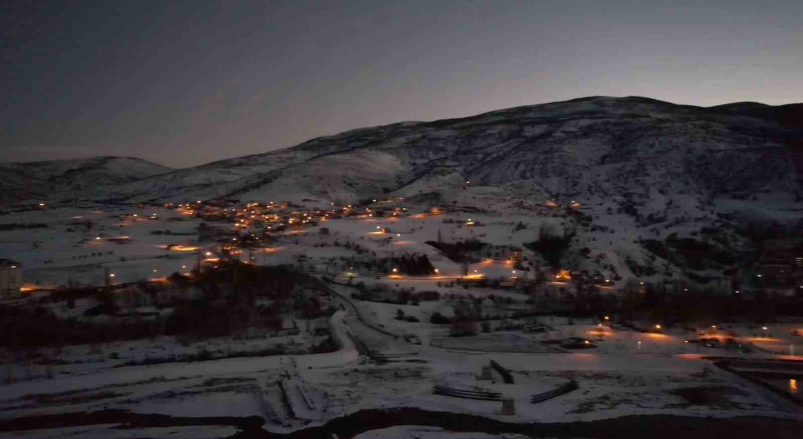 Çamoluk’ta kar güzelliği dronla görüntülendi