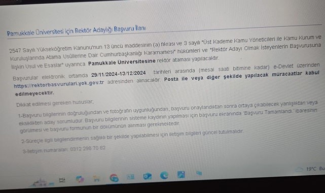 Pamukkale &Uuml;niversitesi yeni rekt&ouml;r&uuml;n&uuml; arıyor
