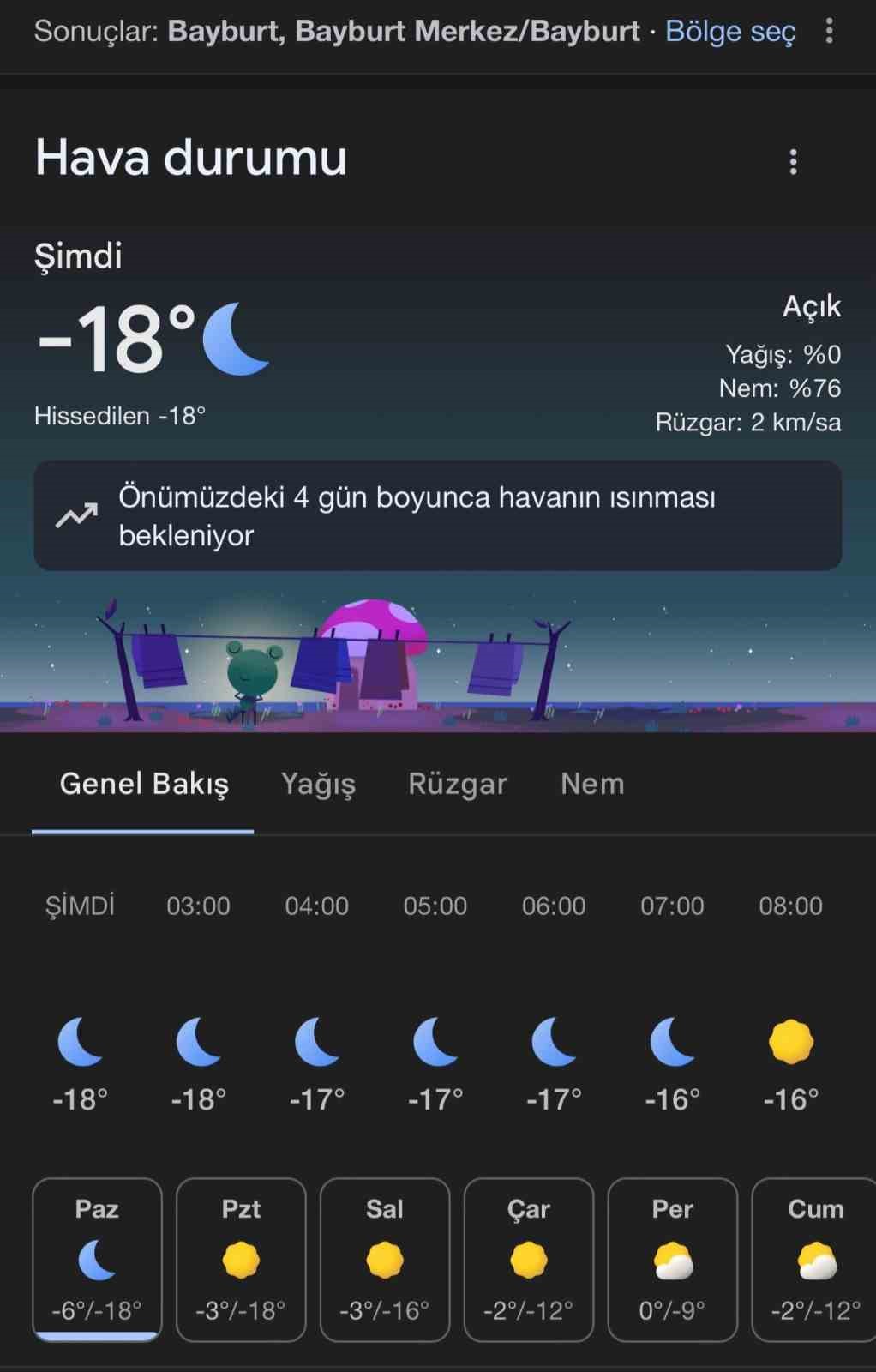 Bayburt’ta gece hava sıcaklığı eksi 18 dereceye kadar düştü
