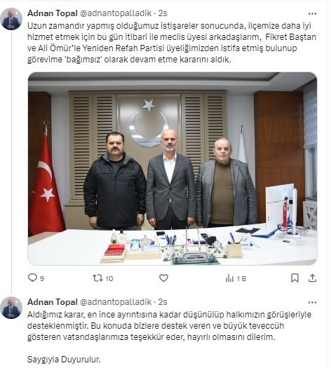 Ladik Belediye Başkanı Adnan Topal, partisinden istifa etti
