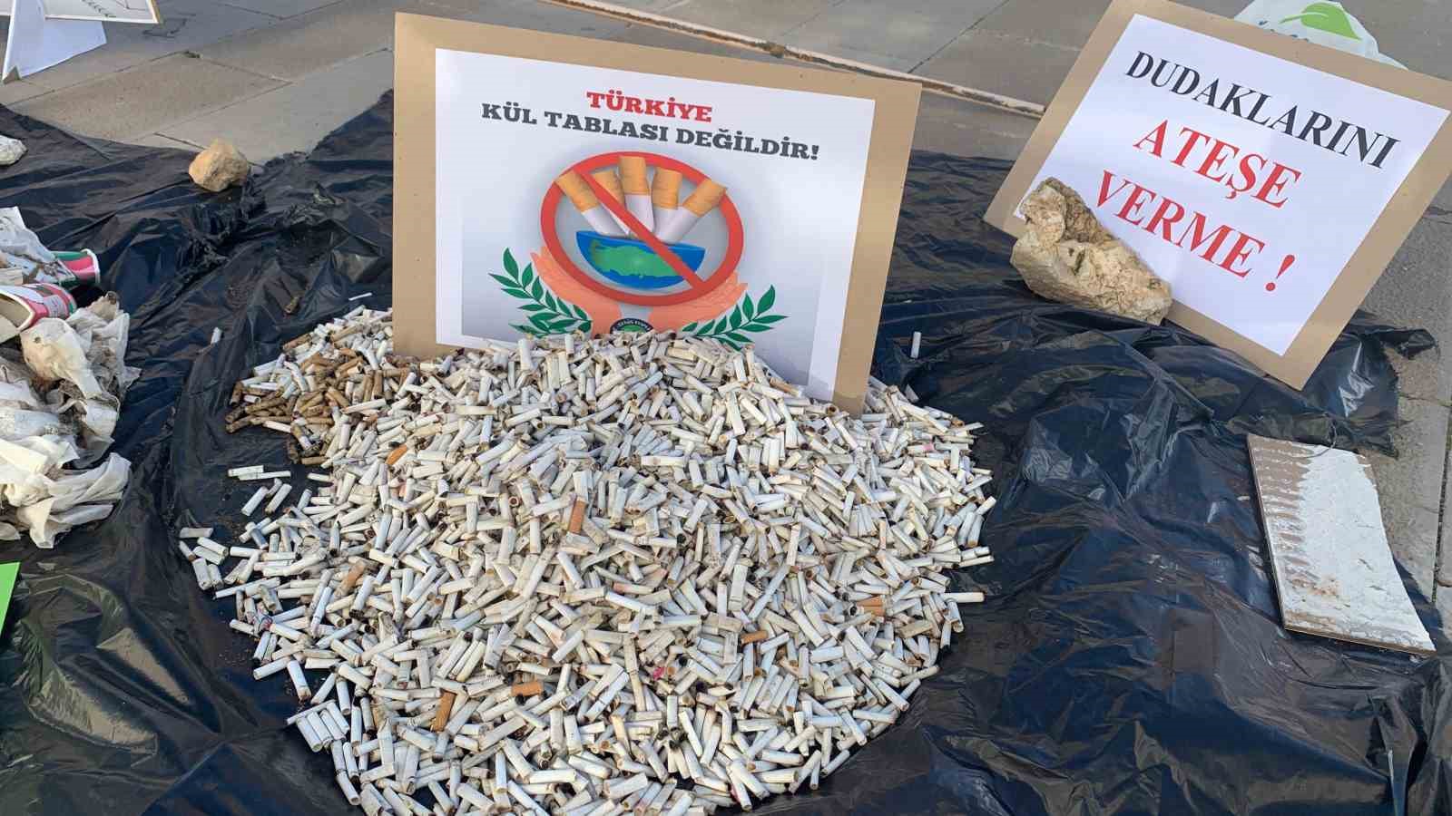 Bir metrekare alandan yaklaşık 750 sigara izmariti toplandı
