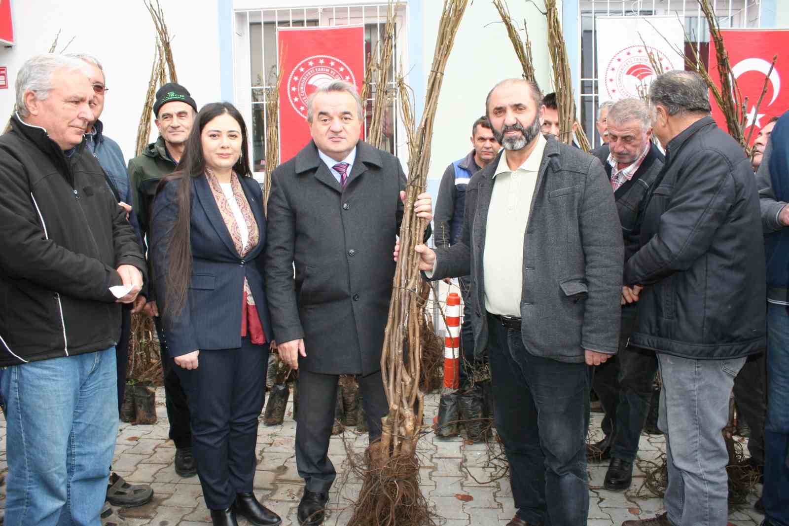 Boz&uuml;y&uuml;k&rsquo;te &ccedil;ift&ccedil;ilere meyve fidanı dağıtıldı
