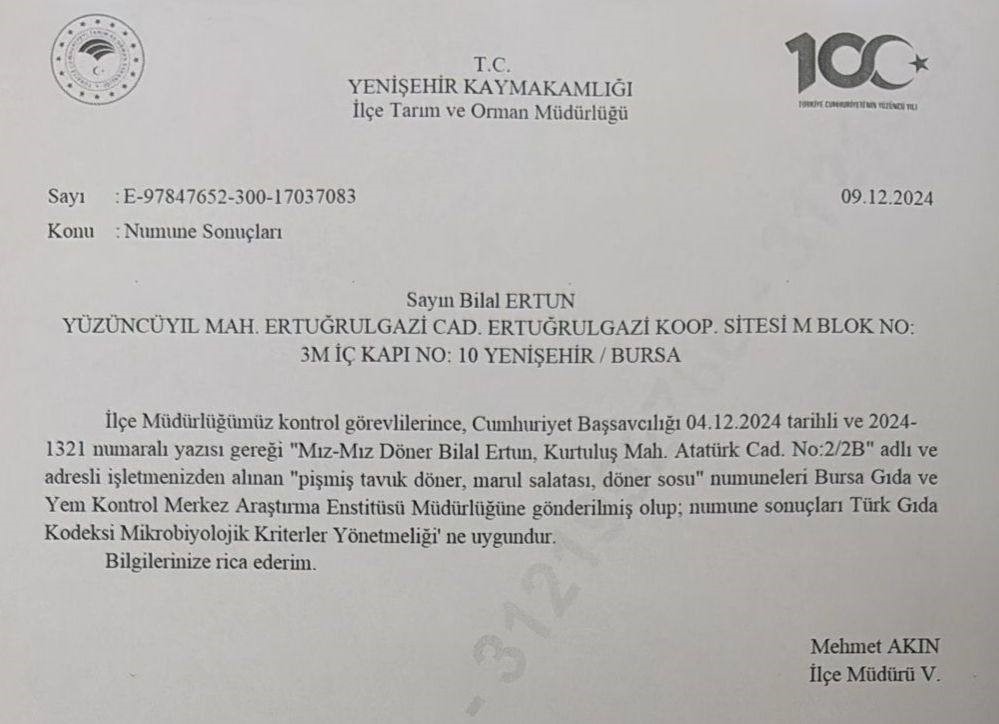Yenişehir&rsquo;de &ccedil;ok sayıda kişi zehirlenmişti...Tavuk d&ouml;ner masum &ccedil;ıktı
