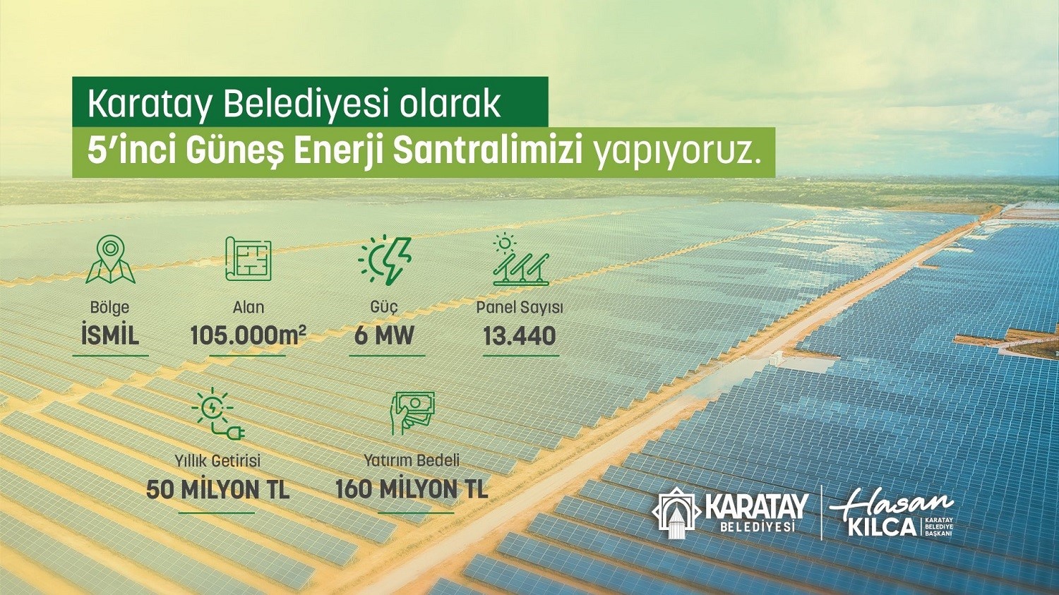 Karatay Belediyesinden 5. güneş enerjisi santrali
