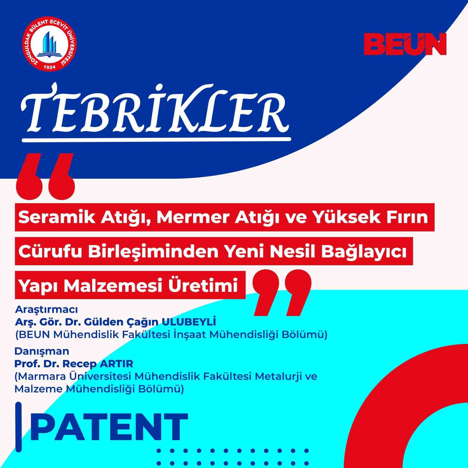 BEUN Mühendislik Fakültesi Öğretim Elemanının da yer aldığı proje patent almaya hak kazandı