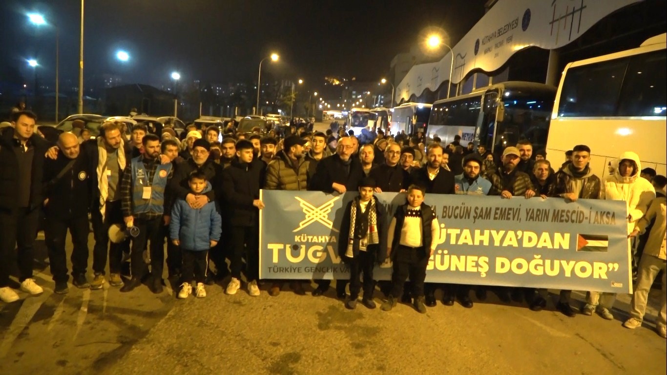 Galata Köprüsü’ndeki Filistin buluşması için Kütahya’dan 600 kişi yola çıktı