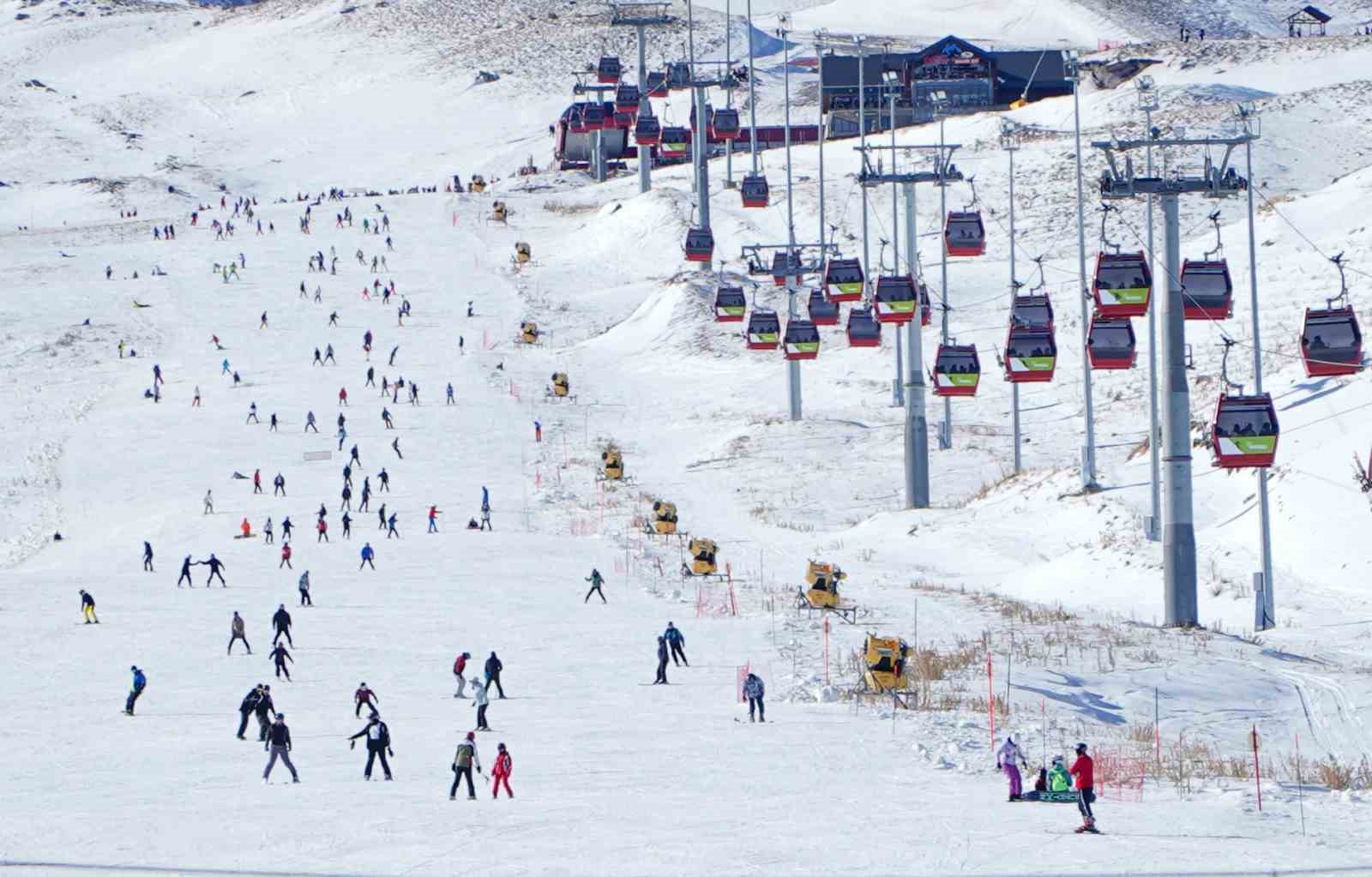 Erciyes Kayak Merkezi, yeni yılın ilk gününde 110 bin ziyaretçi ağırladı