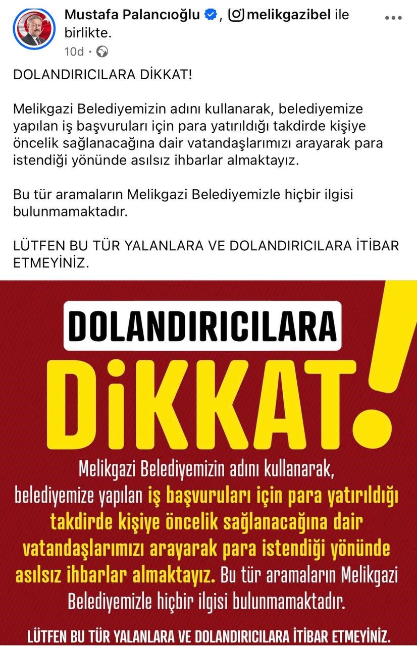 Başkan Palancıoğlu’ndan ‘dolandırıcı’ uyarısı