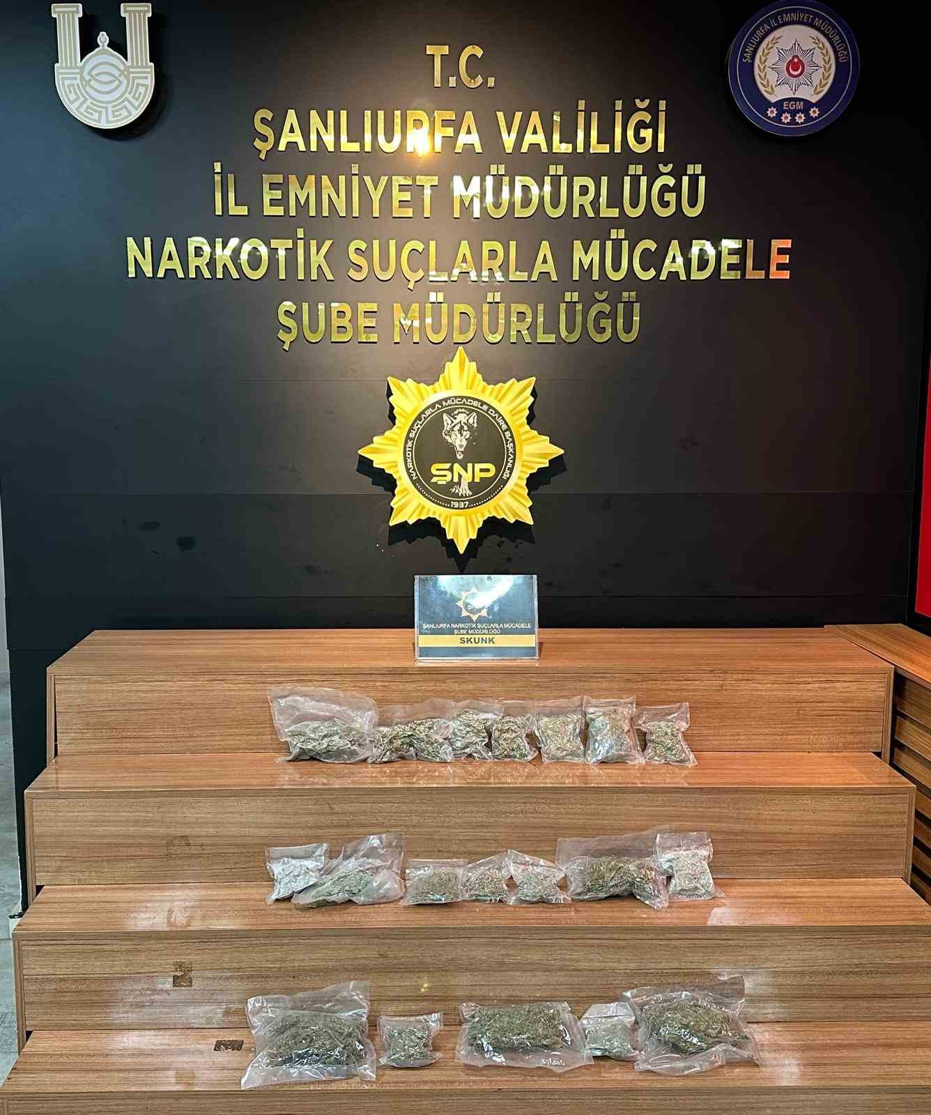 Şanlıurfa’da 2 kilo  skunk ele geçirildi
