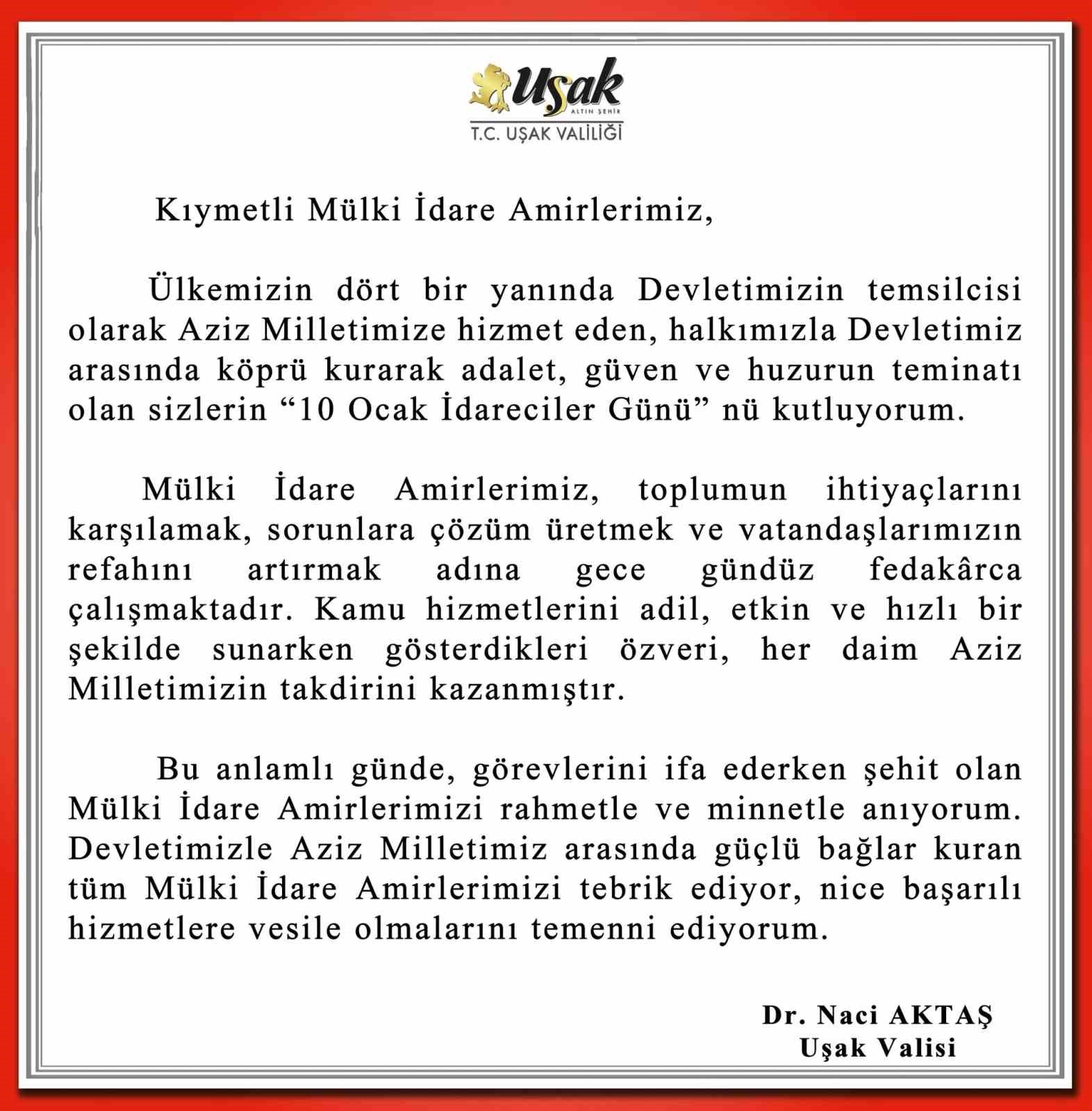 Vali Aktaş; "M&uuml;lki idare amirlerimiz toplumun ihtiya&ccedil;ları i&ccedil;in fedakarca &ccedil;alışıyor"
