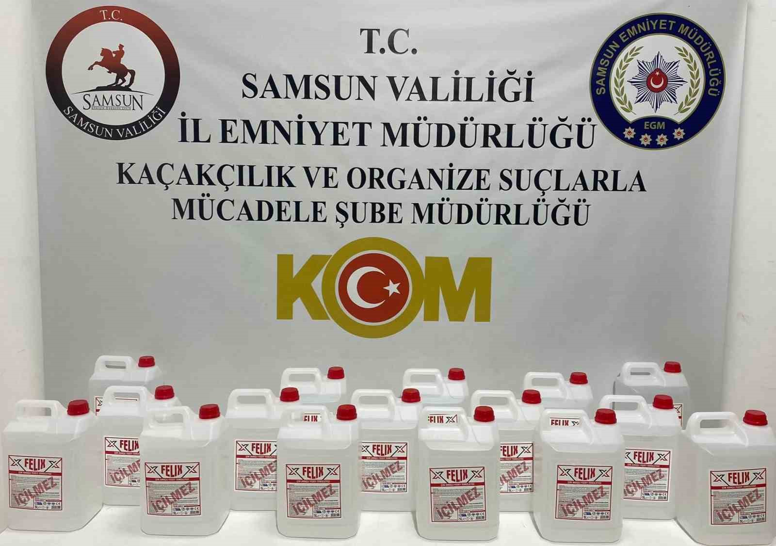 Samsun’da 80 litre kaçak etil alkol ele geçirildi