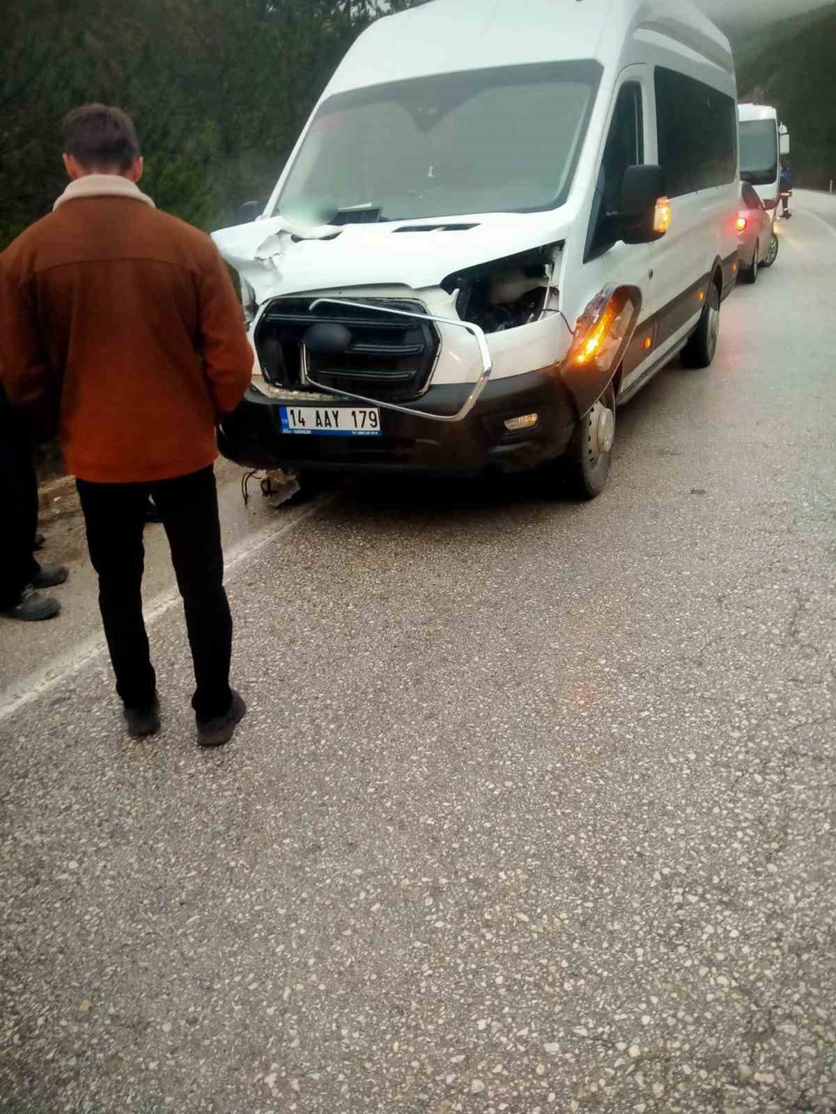 Bolu’da minibüsün çarptığı geyik telef oldu
