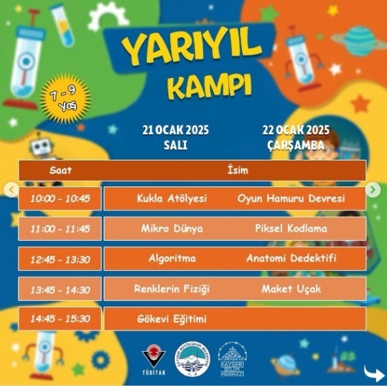 Kayseri Bilim Merkezi’nden verimli ve keyifli bir tatil için yarıyıl kampı