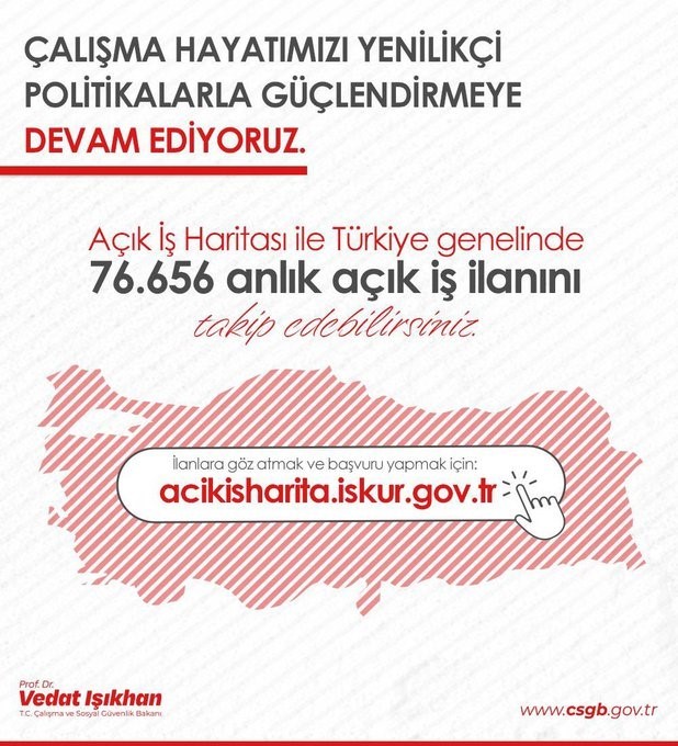 Bakan Işıkhan 76 bin 656 açık iş ilanı olduğunu açıkladı